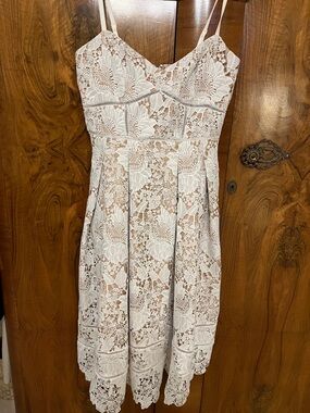 White House Black Market White Lace Midi Dress Size 8